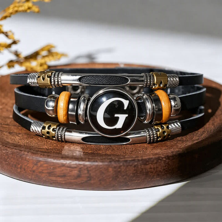 Bracciale in pelle con gemma e iniziale "Time" (26 pezzi). - Lettera G - image 11