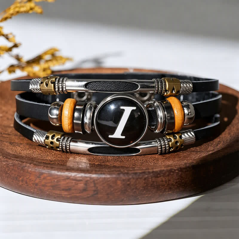Bracciale in pelle con gemma e iniziale "Time" (26 pezzi). - Lettera I - image 13