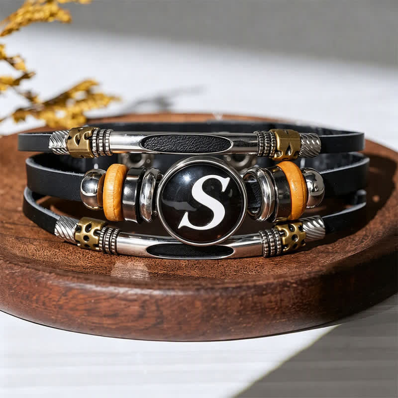 Bracciale in pelle con gemma e iniziale "Time" (26 pezzi). - Lettere - image 23