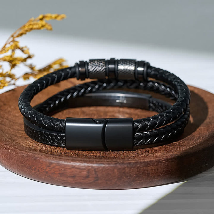 Bracciale minimalista geometrico in pelle intrecciata a più fili - image 6