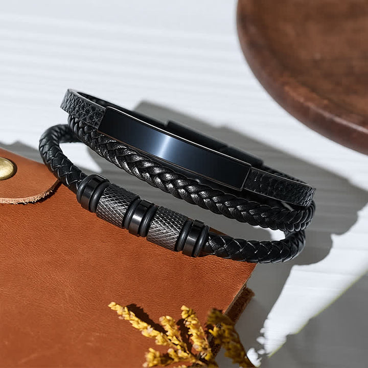 Bracciale minimalista geometrico in pelle intrecciata a più fili - image 4