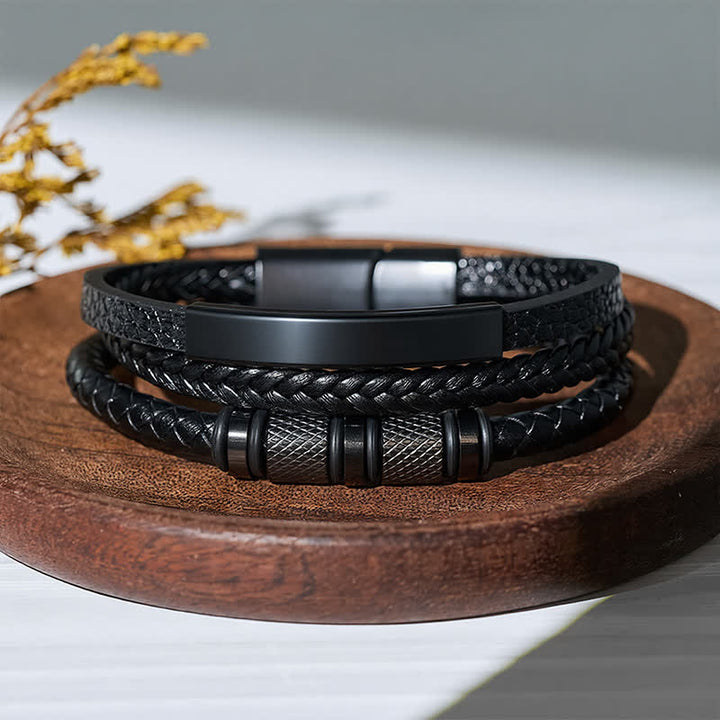 Bracciale minimalista geometrico in pelle intrecciata a più fili - image 5