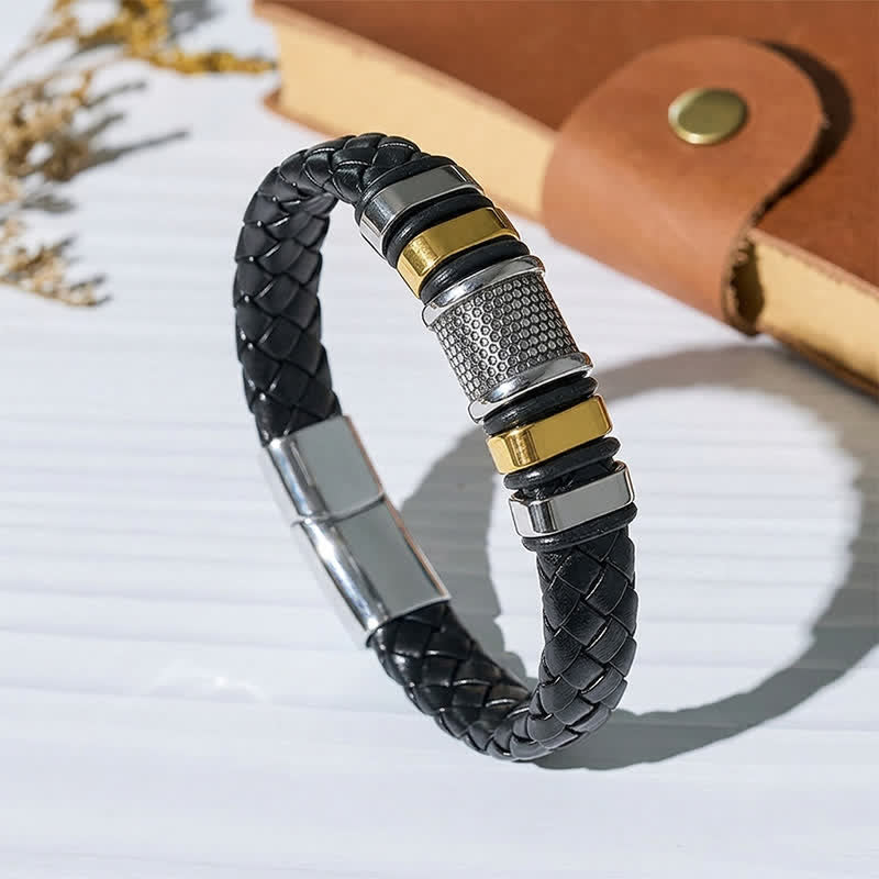 Bracciale vintage in pelle con perline in lega, stile multi-stile. - Stile n. 6 - 7,87-8,86 pollici / 200-225 mm - image 7