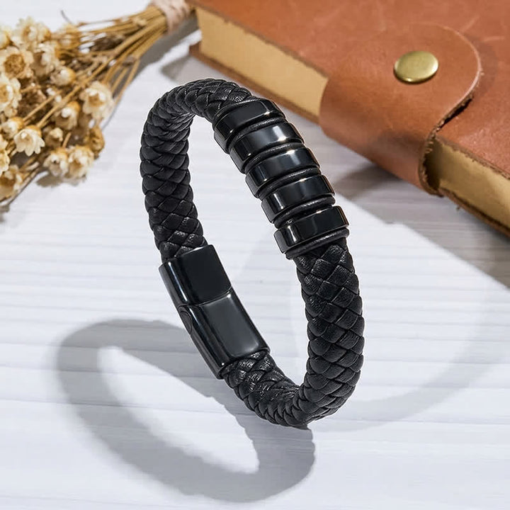 Bracciale vintage in pelle con perline in lega, stile multi-stile. - Stile n. 2 - 7,87-8,86 pollici / 200-225 mm - image 3