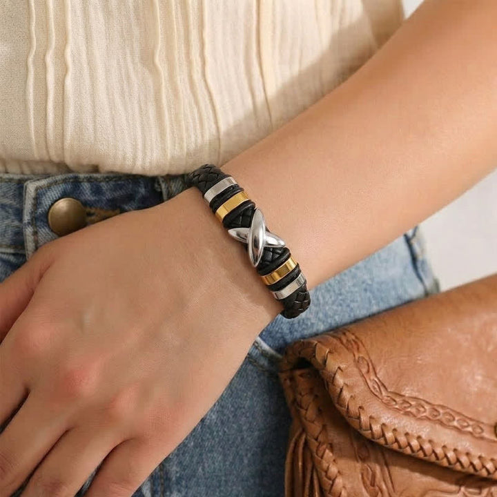 Bracciale vintage in pelle con perline in lega, stile multi-stile. - image 2
