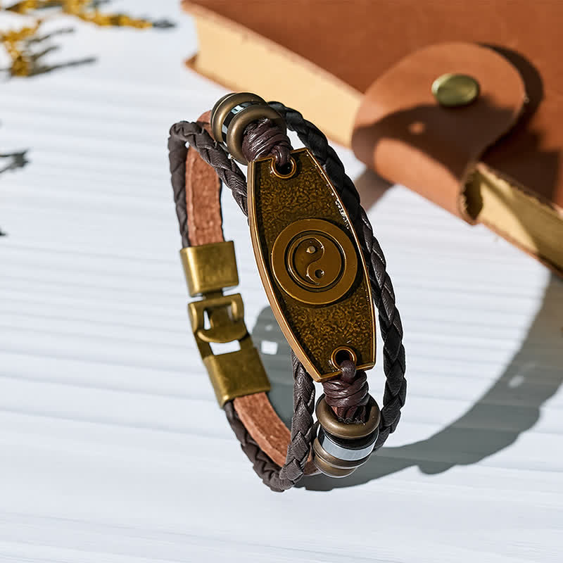 Bracciale vintage in bronzo antico con intreccio multistrato in pelle. - Otto diagrammi - image 7