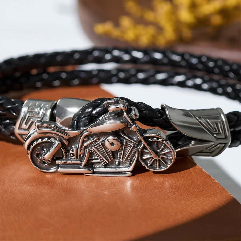 Bracciale in pelle con motivo motociclistico punk retrò - image 5
