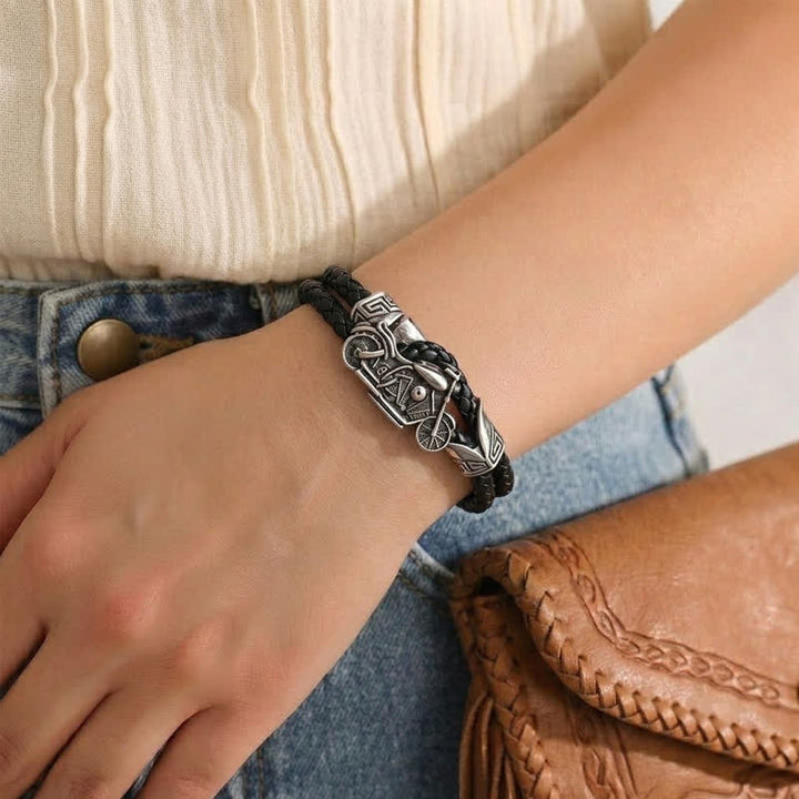 Bracciale in pelle con motivo motociclistico punk retrò - image 2