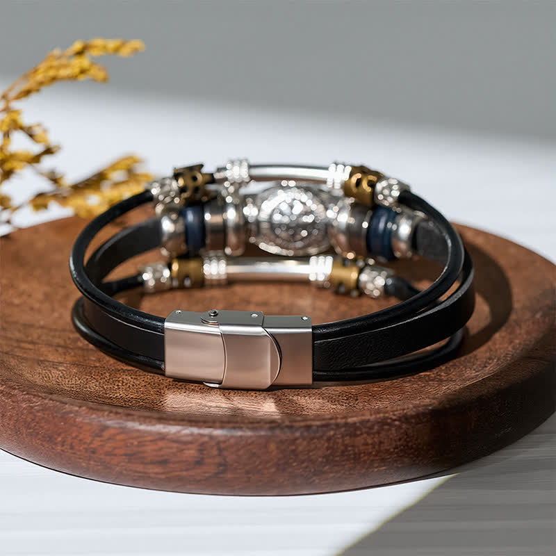 Bracciale vintage in pelle multistrato stile vichingo - image 5
