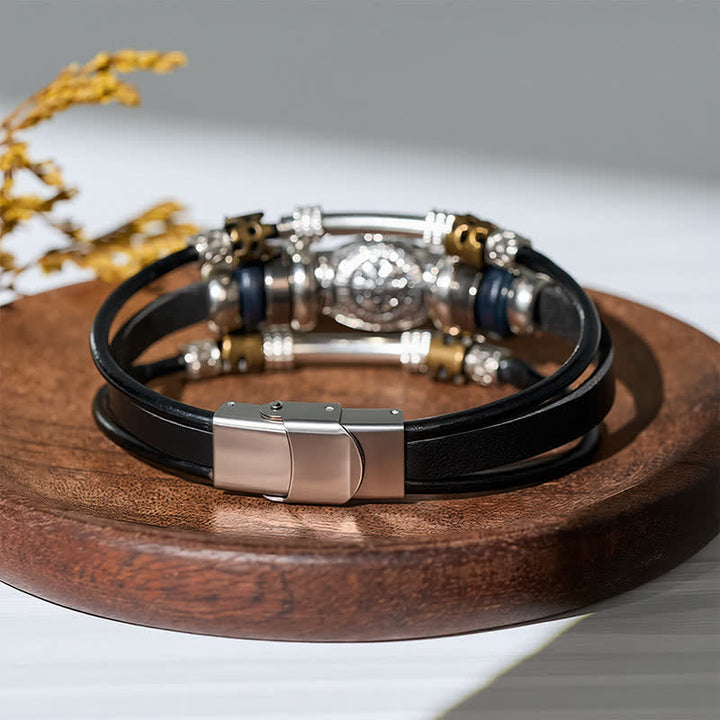 Bracciale vintage in pelle multistrato stile vichingo - image 5