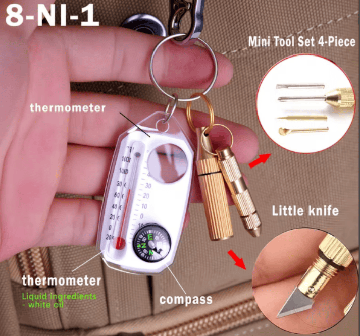 Set tascabile multifunzione 3 in 1 EDC con portachiavi - image 1