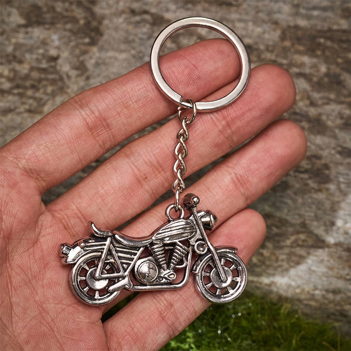 Mini coltello da taglio in ottone e portachiavi con ciondolo a forma di motocicletta - image 3