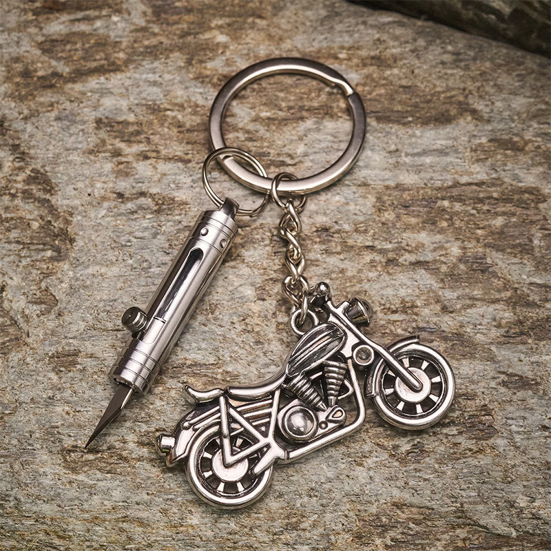 Mini coltello da taglio in ottone e portachiavi con ciondolo a forma di motocicletta - Stile n. 1 - image 0