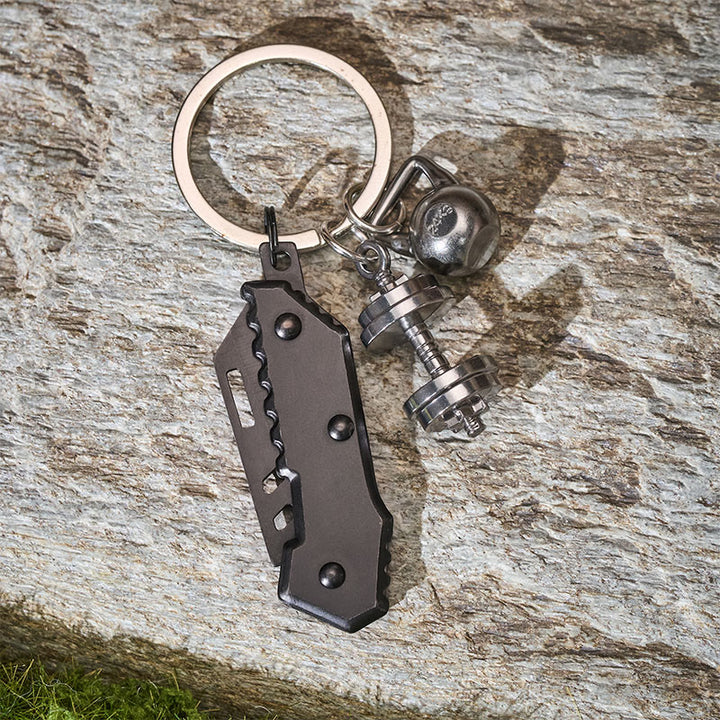 Portachiavi con ornamento fitness e piccolo coltellino tascabile pieghevole - image 2
