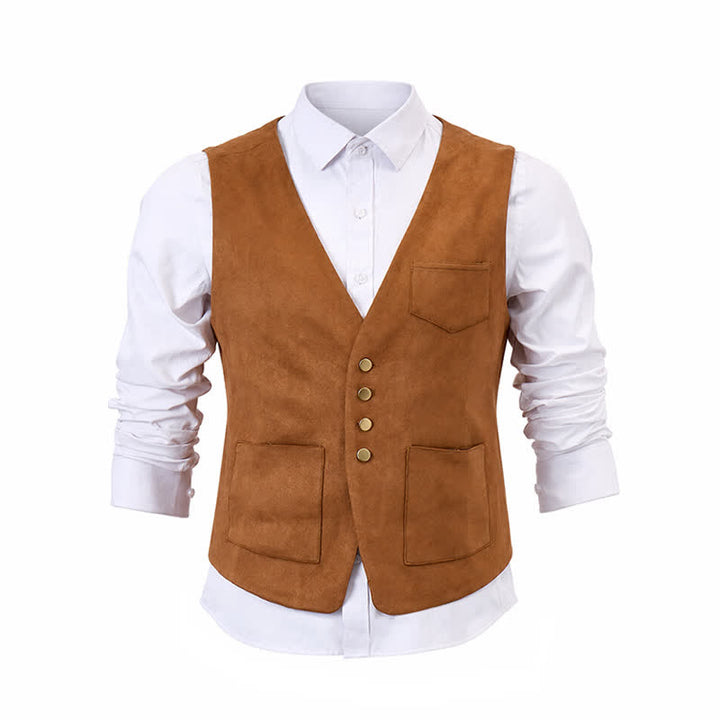 Gilet da cowboy tradizionale da uomo, marrone, ideale per il West. - image 9