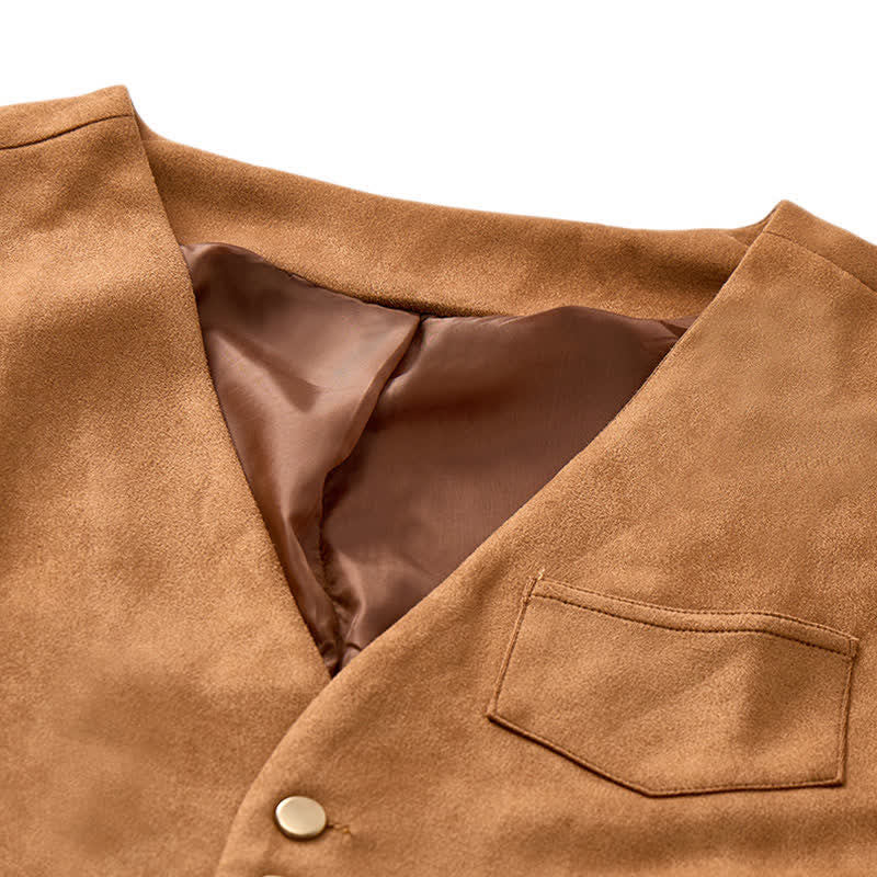 Gilet da cowboy tradizionale da uomo, marrone, ideale per il West. - image 4