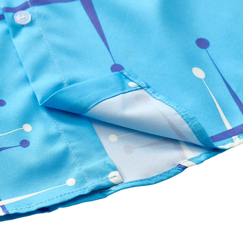 Camicia da uomo estiva da spiaggia con stampa a pois geometrici retrò. - image 9
