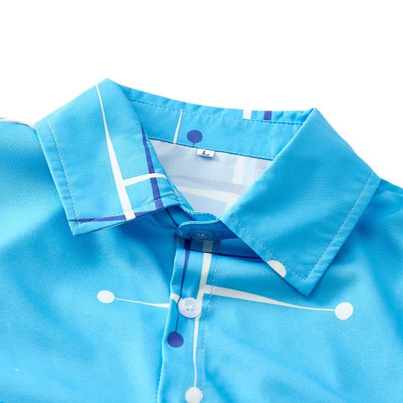 Camicia da uomo estiva da spiaggia con stampa a pois geometrici retrò. - image 4