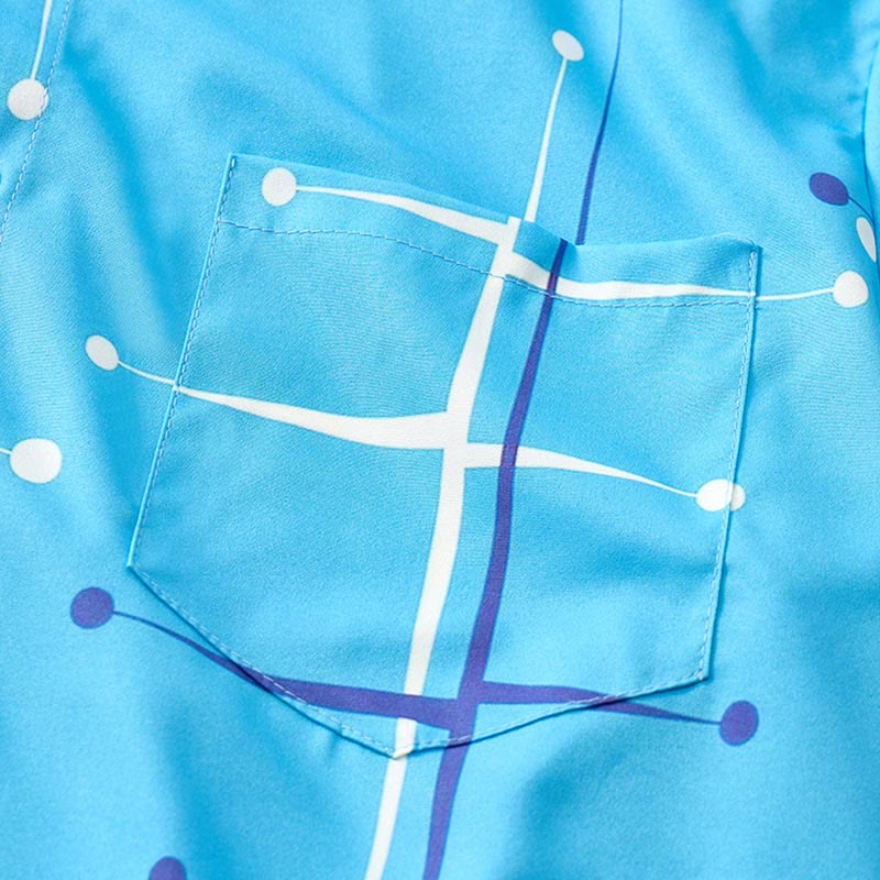 Camicia da uomo estiva da spiaggia con stampa a pois geometrici retrò. - image 6