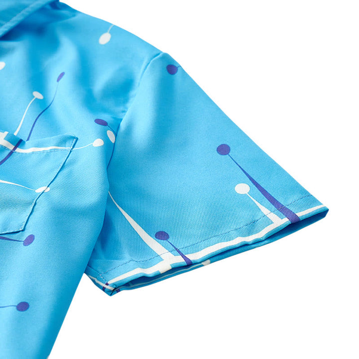 Camicia da uomo estiva da spiaggia con stampa a pois geometrici retrò. - image 5