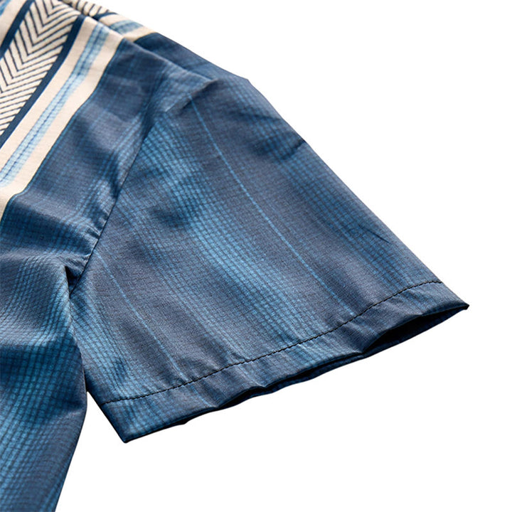 Camicia da spiaggia casual da uomo vintage a righe verticali con bottoni - image 5