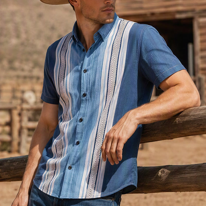 Camicia da spiaggia casual da uomo vintage a righe verticali con bottoni - Stile n. 1 - 5XL - image 0