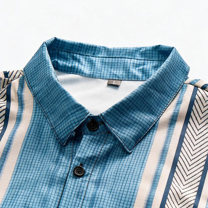 Camicia da spiaggia casual da uomo vintage a righe verticali con bottoni - image 4