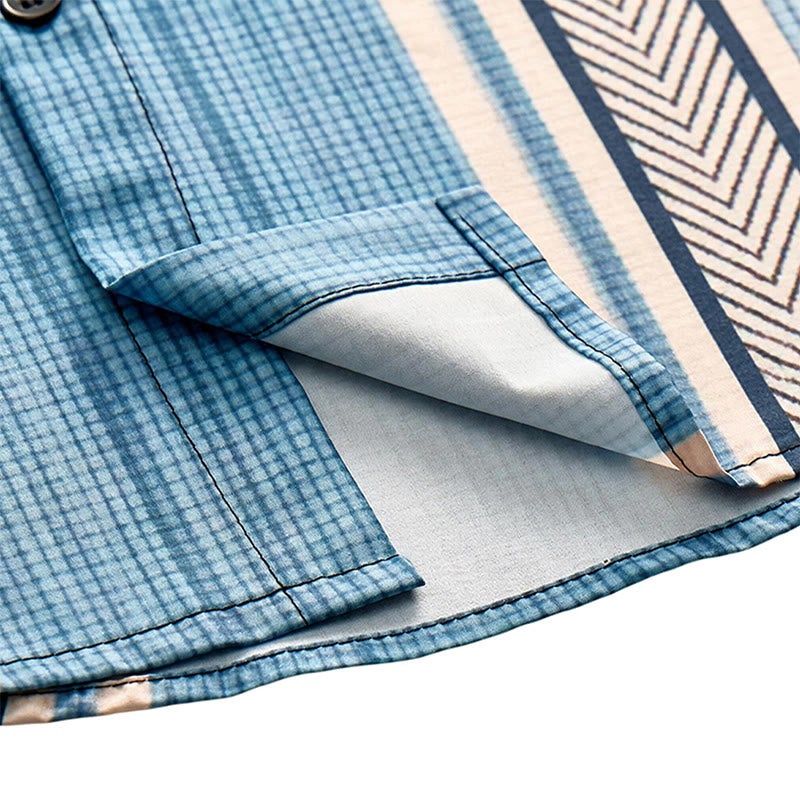 Camicia da spiaggia casual da uomo vintage a righe verticali con bottoni - image 6