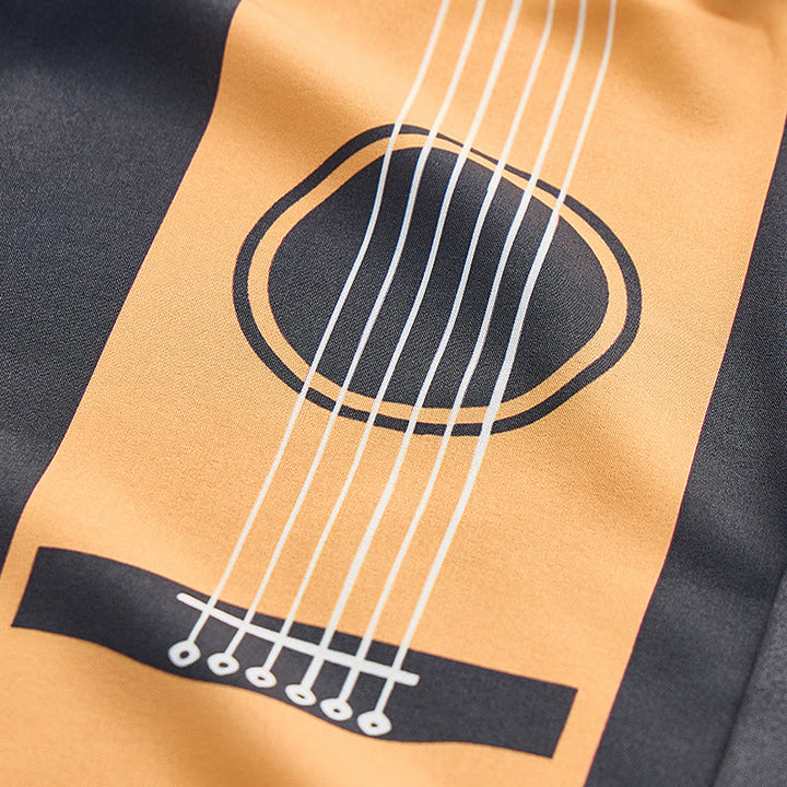 Camicia casual da uomo con stampa di chitarra acustica creativa, stile streetwear. - image 10