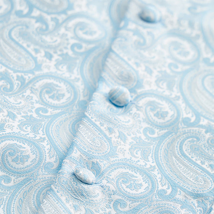 Completo da uomo a tre pezzi con gilet in jacquard a fantasia paisley. - image 11