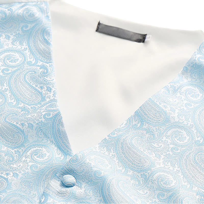 Completo da uomo a tre pezzi con gilet in jacquard a fantasia paisley. - image 9