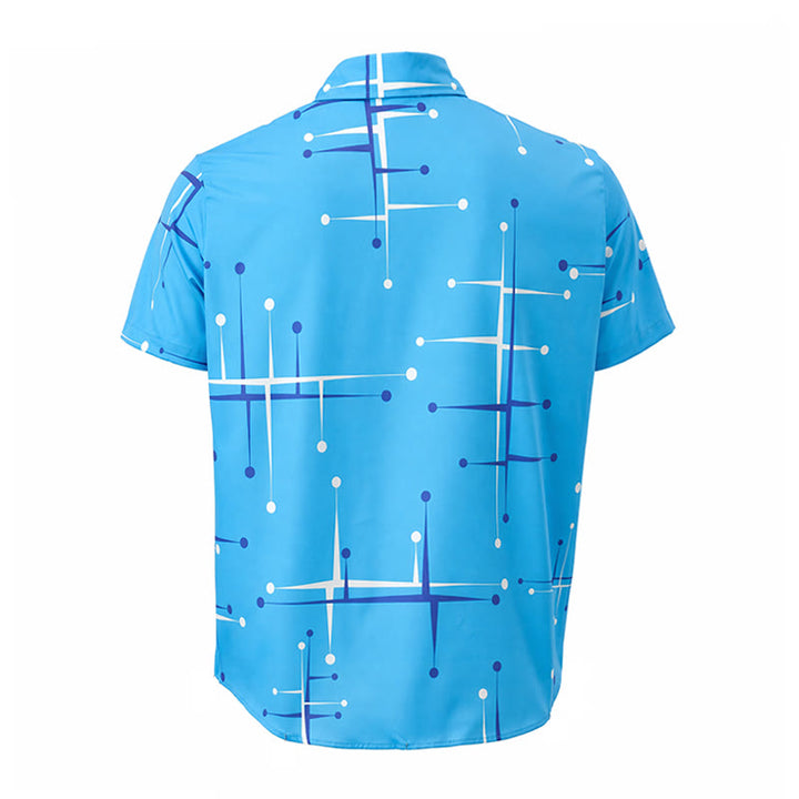 Camicia da uomo estiva da spiaggia con stampa a pois geometrici retrò. - image 10