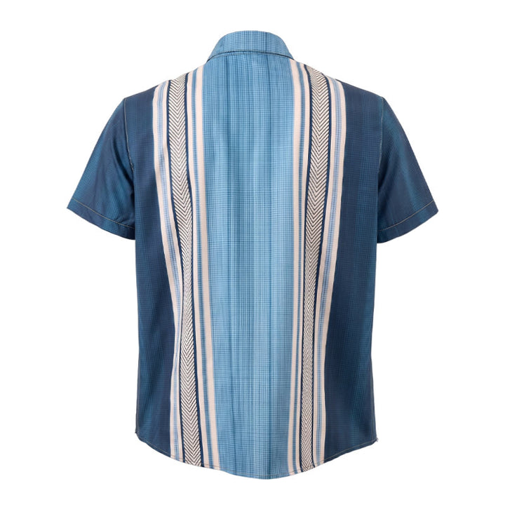 Camicia da spiaggia casual da uomo vintage a righe verticali con bottoni - image 10