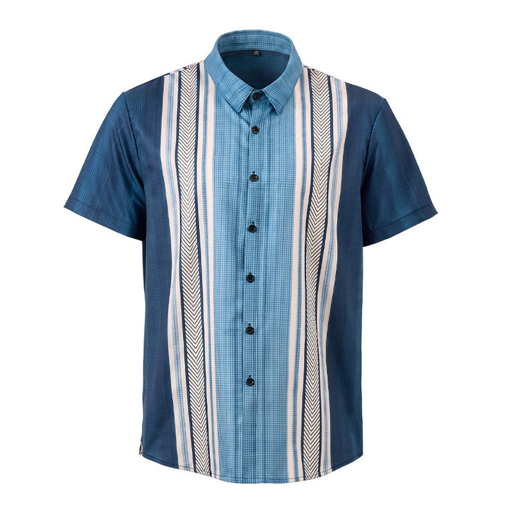 Camicia da spiaggia casual da uomo vintage a righe verticali con bottoni - image 9