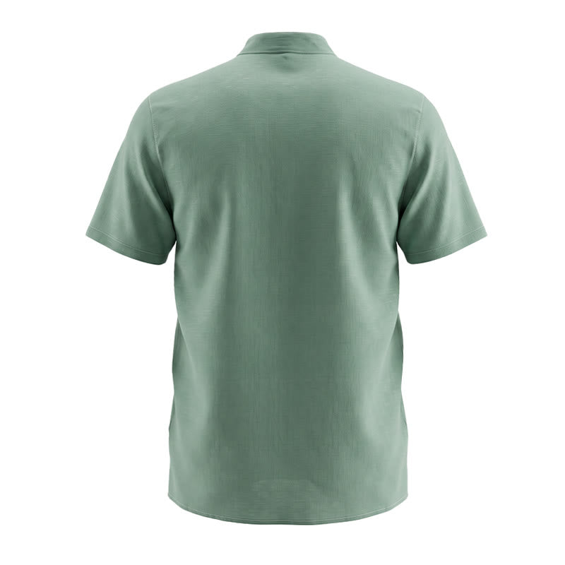 Camicia estiva da uomo a righe verticali con stampa tucano tropicale. - image 10