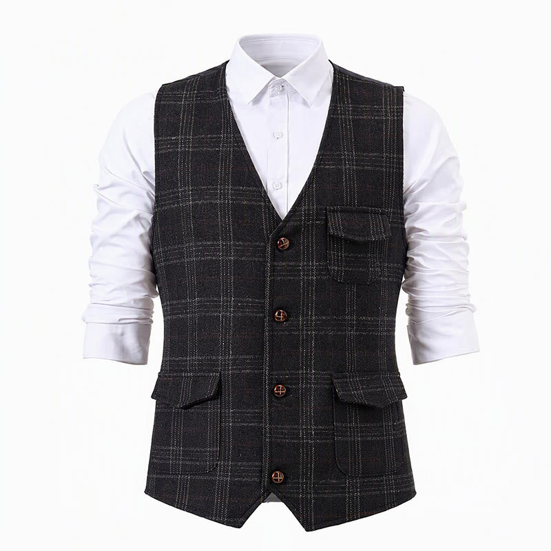 Gilet da uomo leggero a quadri in stile britannico per abiti eleganti e casual. - image 10