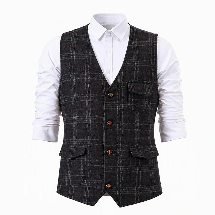 Gilet da uomo leggero a quadri in stile britannico per abiti eleganti e casual. - image 10