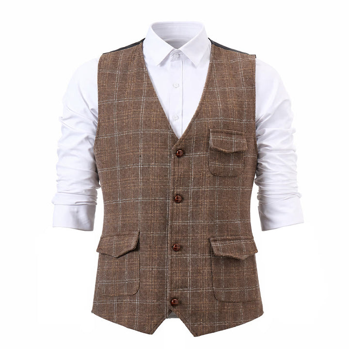 Gilet da uomo leggero a quadri in stile britannico per abiti eleganti e casual. - image 12