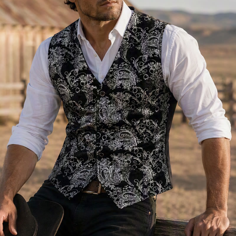 Gilet da uomo di lusso con stampa barocca vintage per feste e serate in discoteca - Argento - 2XL - image 4