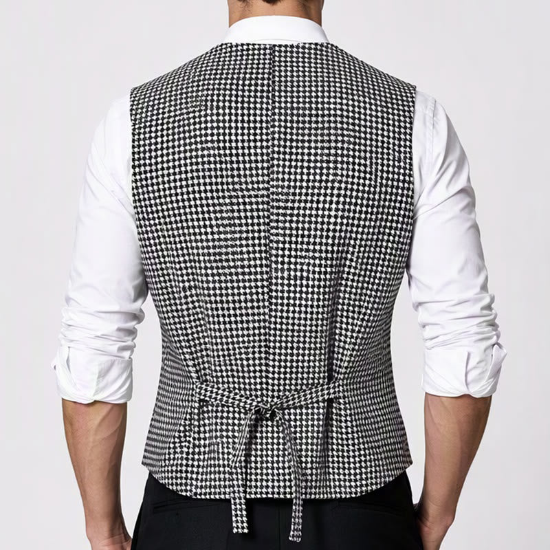Gilet da completo da uomo a doppio petto con scollo a U e fantasia pied de poule - image 2