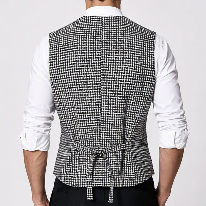 Gilet da completo da uomo a doppio petto con scollo a U e fantasia pied de poule - image 2