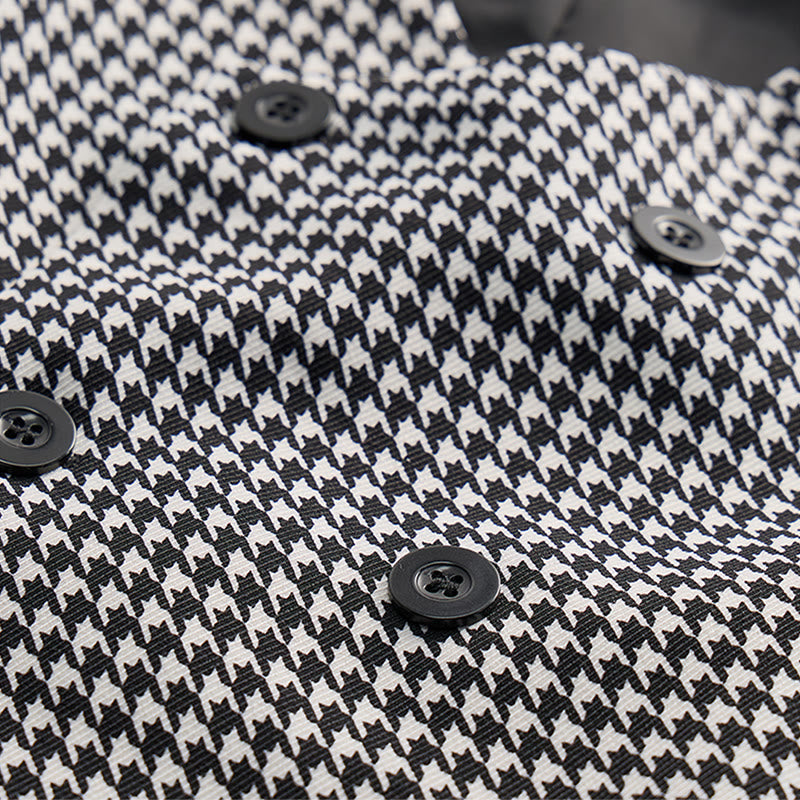 Gilet da completo da uomo a doppio petto con scollo a U e fantasia pied de poule - image 5