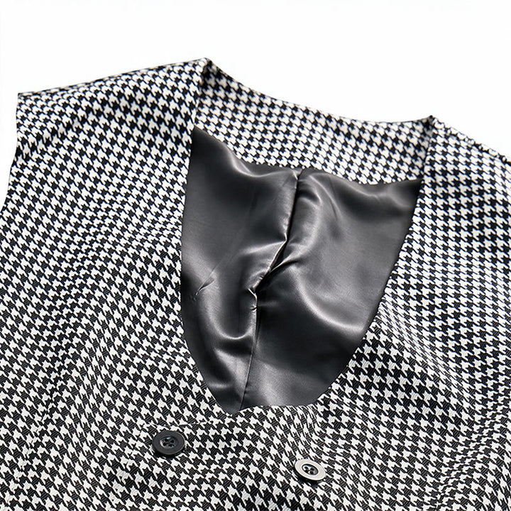 Gilet da completo da uomo a doppio petto con scollo a U e fantasia pied de poule - image 4