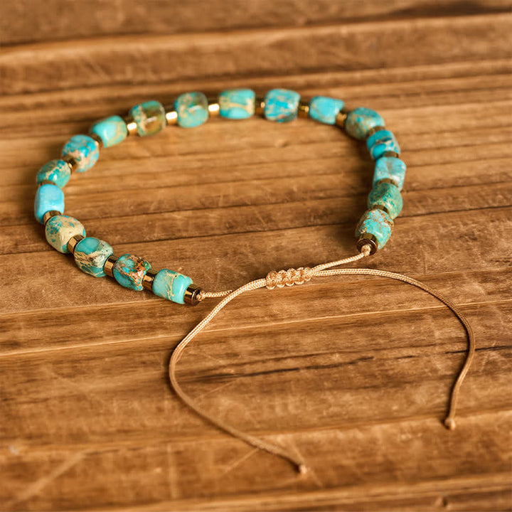 Braccialetto boho con perline turchesi e cordino intrecciato regolabile - image 3