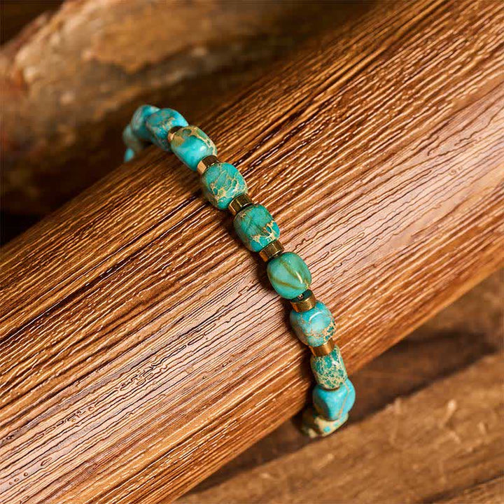 Braccialetto boho con perline turchesi e cordino intrecciato regolabile - image 1