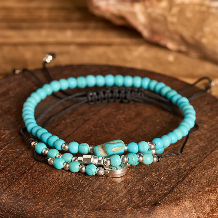Set di 3 braccialetti impilabili con cactus occidentale e turchese, simbolo di autostima. - image 2