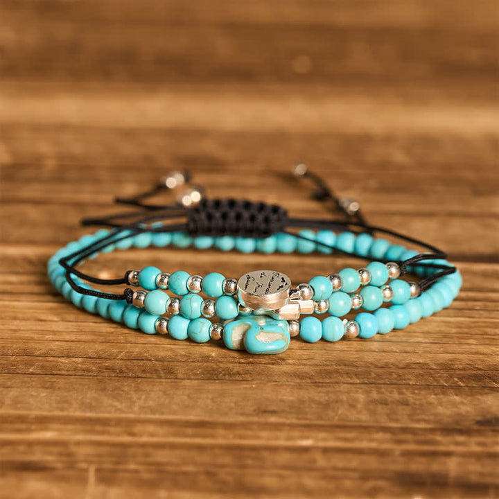 Set di 3 braccialetti impilabili con cactus occidentale e turchese, simbolo di autostima. - Turchese - image 0