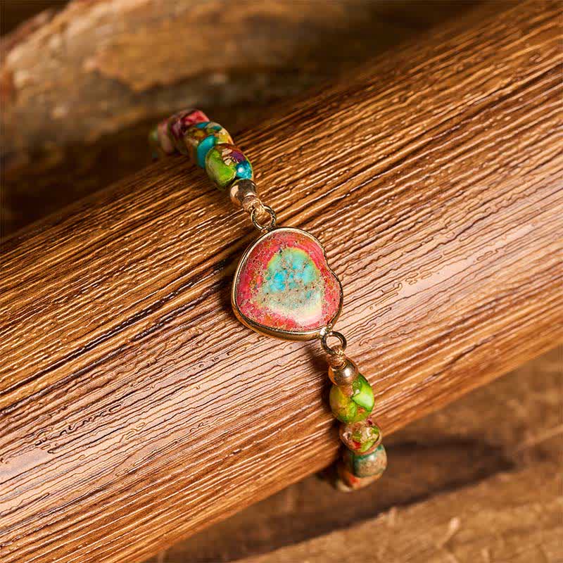 Bracciale Boho Soul Heart con pietra imperatore naturale - image 1