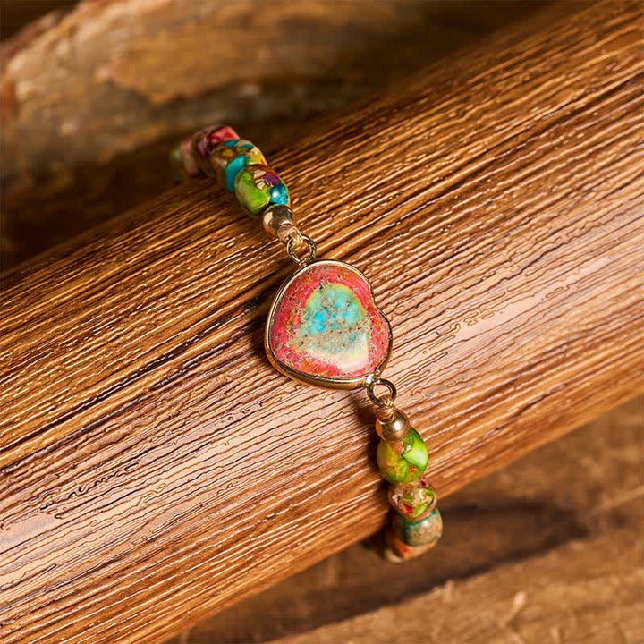Bracciale Boho Soul Heart con pietra imperatore naturale - image 1