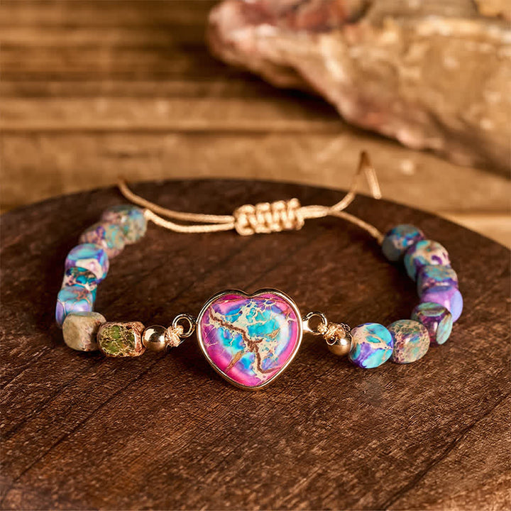 Bracciale Boho Soul Heart con pietra imperatore naturale - image 6